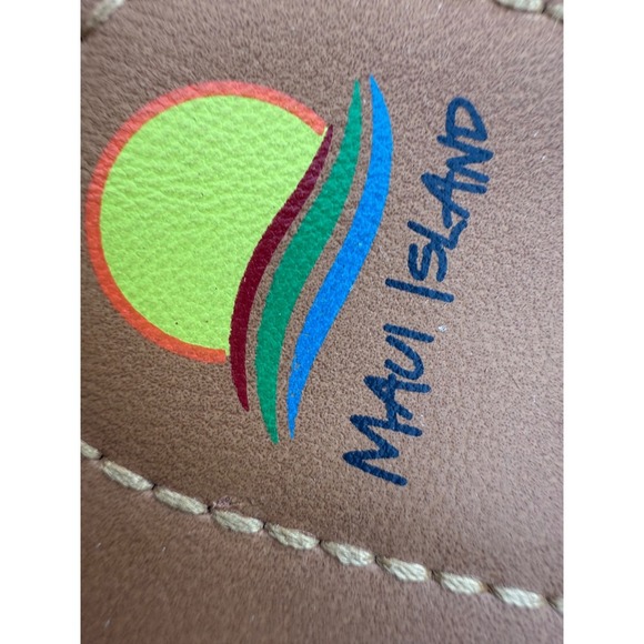 Maui Island Slide on White Brown Sandals Size 9 Women's Casual Flat - Picture 7 of 7